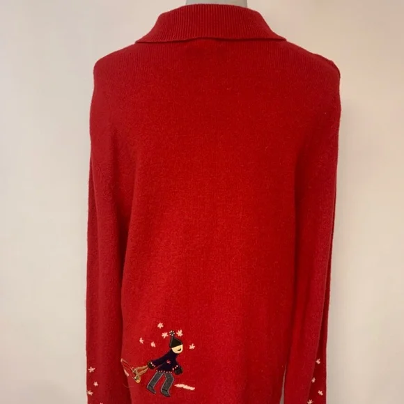 Jones New York Sweater Lambswool Appliquéd Winter 90s Snowflakes Womens SZ XL - Picture 4 of 11